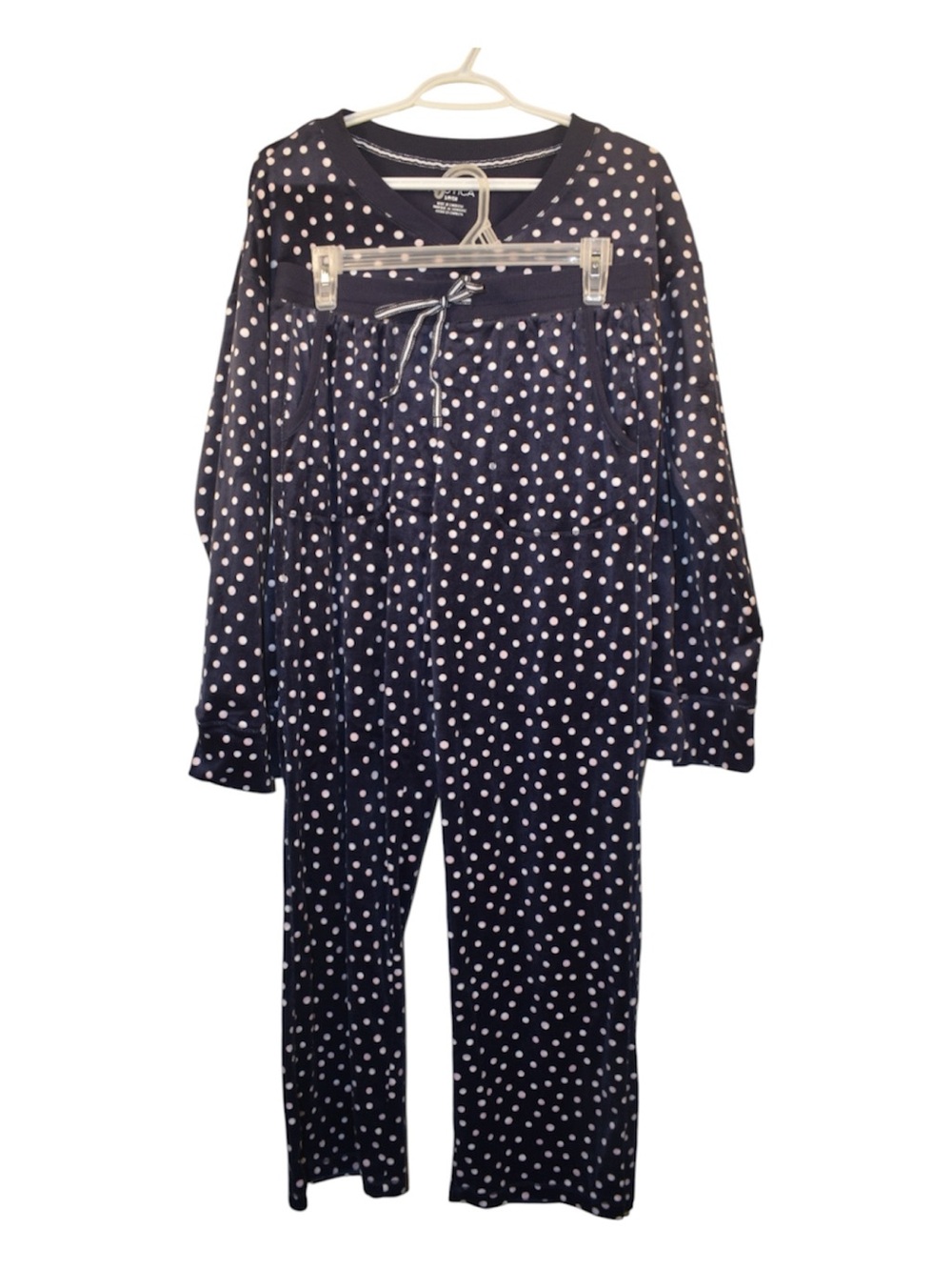 Cozy Navy Polka Dot Women’s Pajama Set
